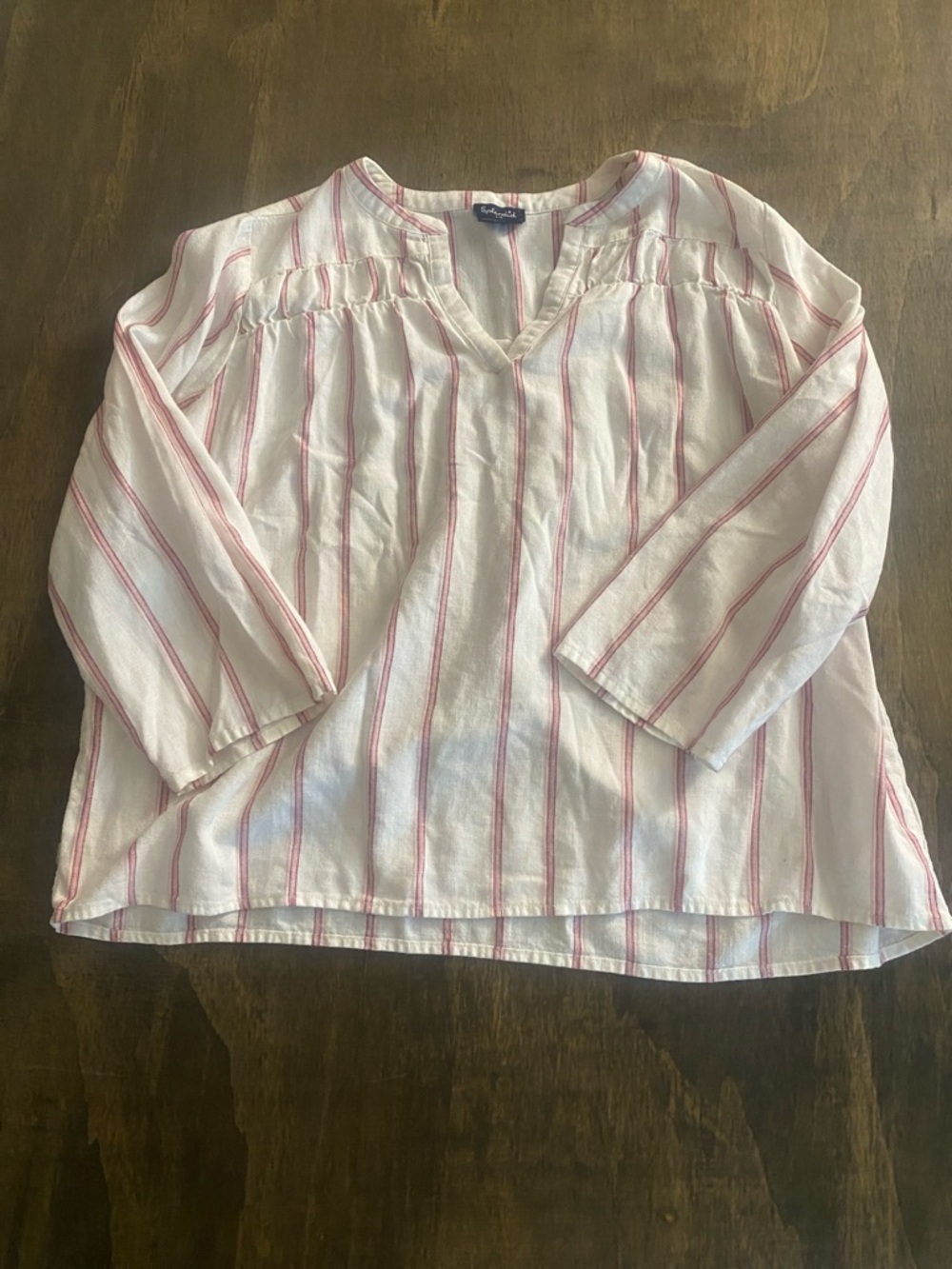 Splendid Lightweight White Blouse with Pink Stripe Top - Picture 3 of 6